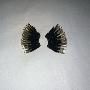 Mignonne Gavigan Black and Gold Feather Earrings